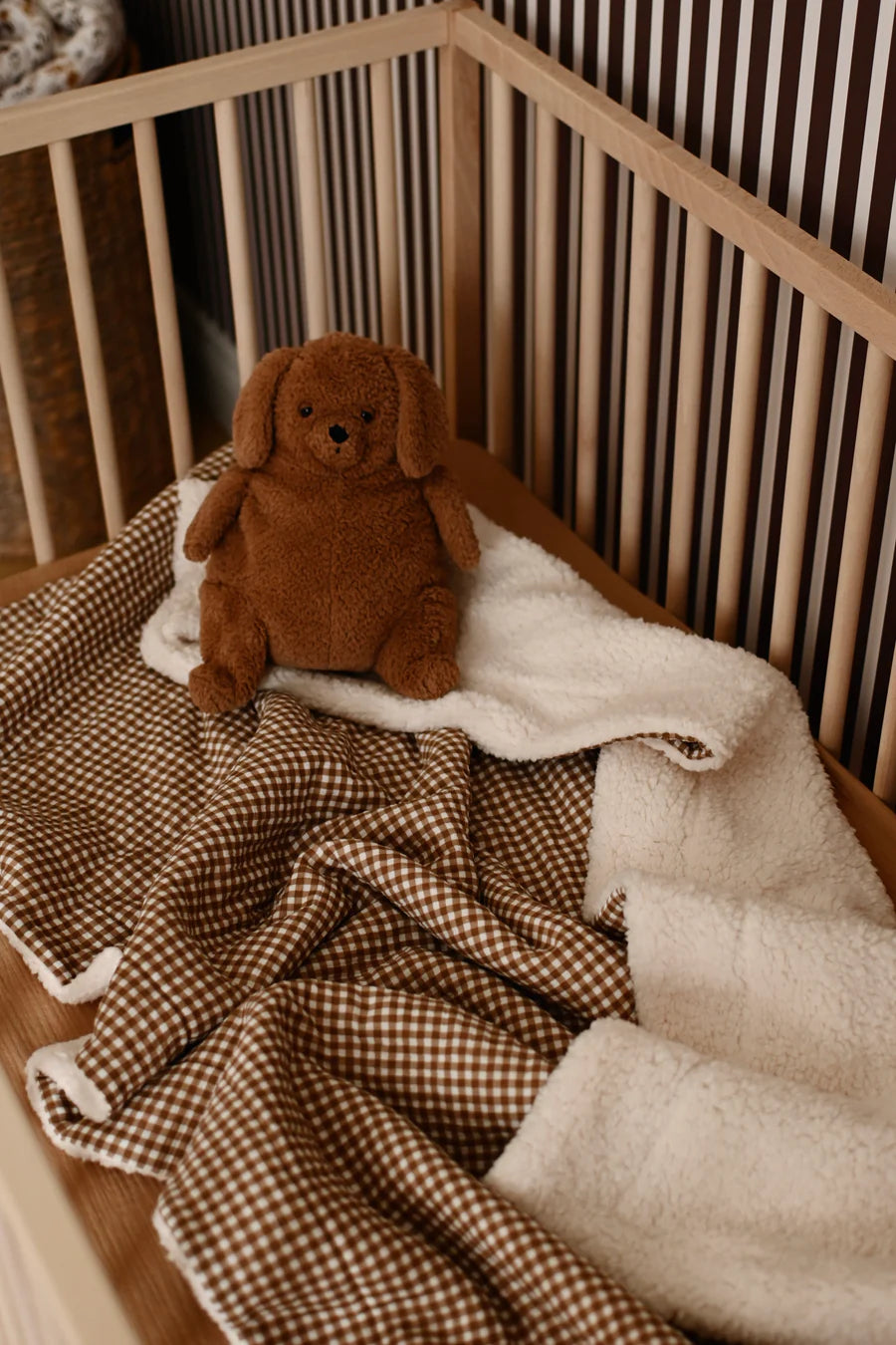 Muslin and Sherpa Blanket — Vichy Brown