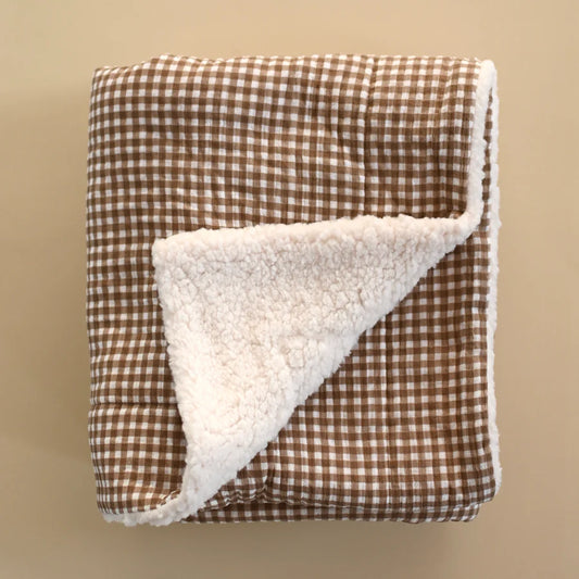 Muslin and Sherpa Blanket — Vichy Brown