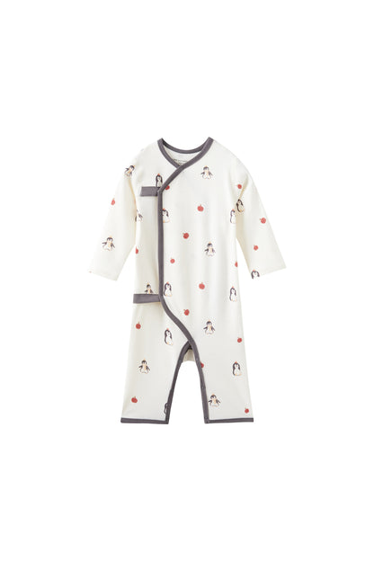 Baby Organic Cotton Kimono Romper — Penguin