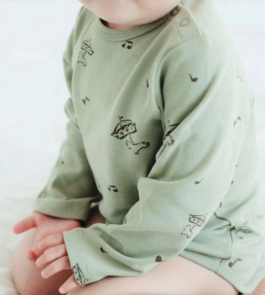 Baby Organic Long Sleeve Onesie — Green Circus